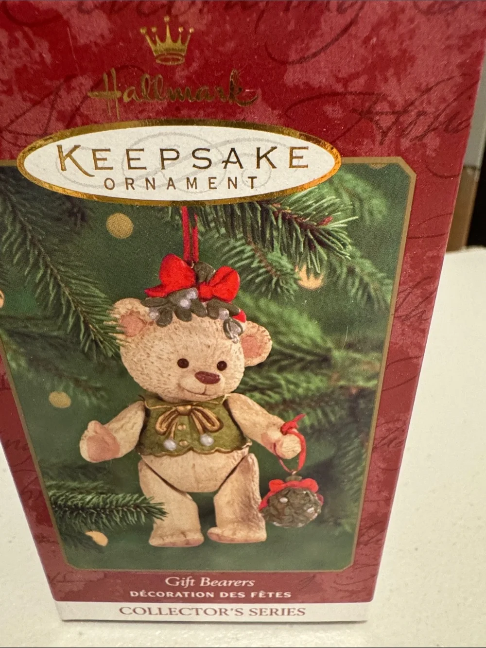 Hallmark Teddy Bear with Green Vest and Red Bow